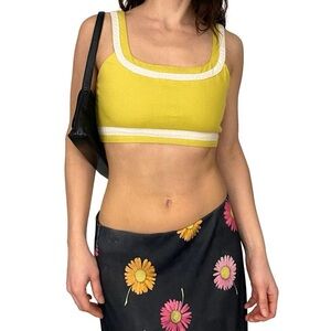 7FAM yellow linen crop top